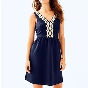 Lilly Pulitzer Rorey Dress NEW NWT Navy Gold Small S